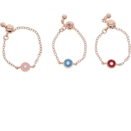 Cute small ring blue pink enamel Eye Ring For Women Adjustable Evil Eye Open Ring Engagement Wedding Female Bohemia Jewelry Gift