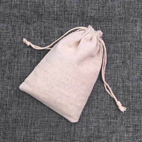 Multi Size Natural Cotton Bags 100pcs/lot Linen Drawstring Gift Bag Muslin Pouch Bracelet Jewelry Candy Packaging Bags Wholesale