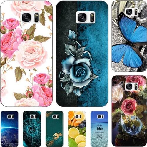 Fashion Flower Case For Samsung Galaxy S7 G930 G930A G930F S7 Edge G935 Cover Soft Silicone Cat Printing Capa Back Coque