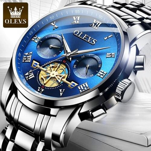 OLEVS New Fashion Luxury Men Quartz Wristwatch Tungsten Steel Tourbillon Watch Waterproof Luminous Men Watches reloj hombre