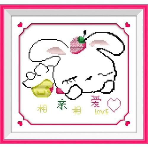 Love each other(rabbit) cross stitch kit cartoon 14ct 18ct count canvas stitches embroidery DIY handmade needlework plus