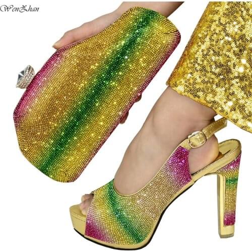 Latest Italian Shoe and Bag Set for Women Party Shoes High Heel Italian Shoes with Matching Bags Set 12.5cm WENZHAN d03-21