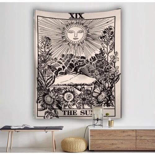 Wall Hanging Tarot Tapestry The Moon The Star Tapestry Polyester Fabric Tapestries Blanket Bedspread Beach Towels Picnic Mat