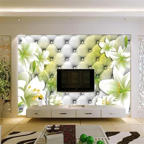 Beibehang Custom wallpaper soft bag lily photo wallpaper mural sofa living room bedroom wallpaper for walls 3 d papel de parede