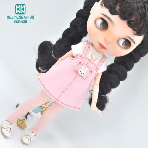 Blyth Doll Clothes Fashion Pink bunny suspender skirt leggings for Blyth Azone OBitsu OB23 OB Doll