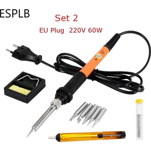 ESPLB Orange Electrical Soldering Iron US/EU Plug 110V/220V 60W Adjustable Temperature Welding Tool Soldering Gun Station