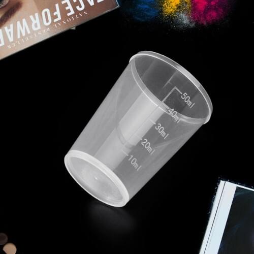 10Pcs 50ml Plastic Laboratory Bottle Lab Test Measuring Container Cups Plastic Liquid Measuring Cups M17F
