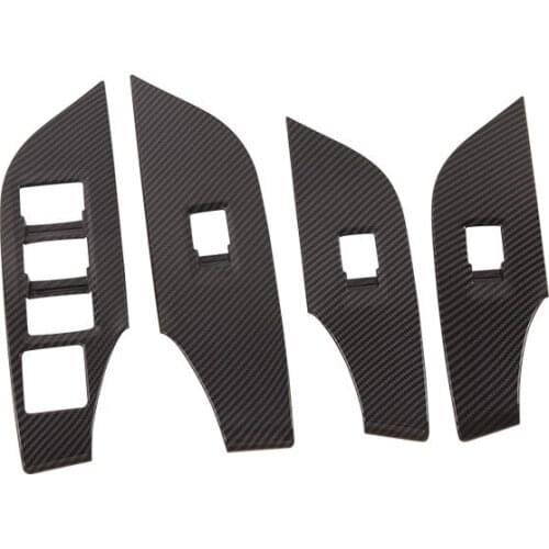 Applicable for 2019 RAV4 ABS black carbon fiber inner armrest frame right driving glass switch decoration