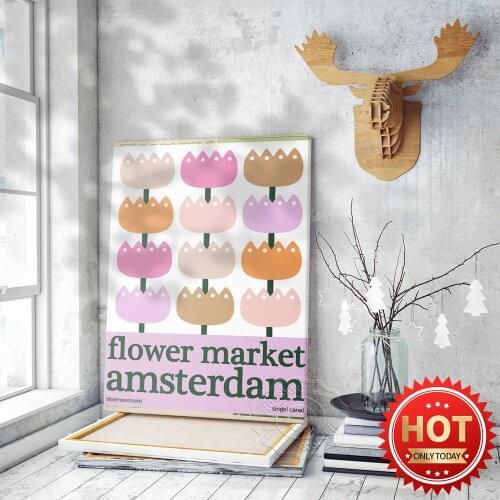 Amsterdam Flower Market Poster, Graph Flower Art Poster. Nordic Simple Style Home Decor Mural, Vintage Art Flower Wall Picture