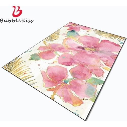 Bubble Kiss Modern Flower Pattern Carpets for Living Room Home Polyester Luxury Delicate Carpets In The Kids Room Pink Rugs