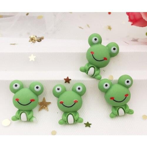 Hand Painted Resin Kawaii Colorful 3D Green Frog Flatback Cabochon Stone 20PCS Scrapbook DIY Decor Home Figurine Crafts