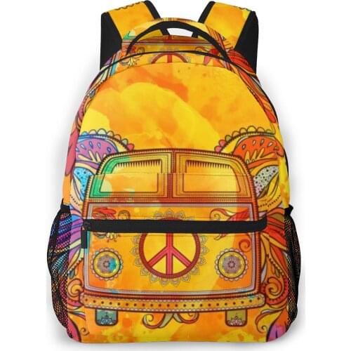 2020 Backpack Women Shoulder Bag Hippie Car Mini Van Retro 1960s Love Fashion School Bag For Teenage Girl Backpacks Travel Bag