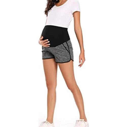New Fashion Pure Cotton Gray Color Mother Pocket Belly Shorts Maternity Pants