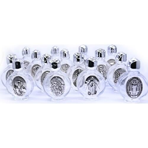 Rose Flower Glass Bottle Of The Virgin Marys Gold And Silver Metal Icon Holy Water Bottle Catholic Christian Baptism Supplies