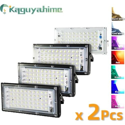 Kaguyahime 2Pcs LED Floodlight Remote 50W 100W Outdoor LED Flood Light 220V Reflector Light IP65 Waterproof Street Spotlight