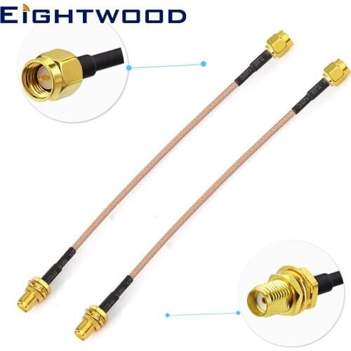 Eightwood 2pcs SMA Female Bulkhead Mount to SMA Male RG316 Aerial Extension Cable 12 inch 30cm for SDR USB Dongle Receiver
