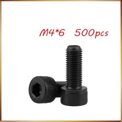 M4 screws stainless nails,bolts 500pcs/lot M4*6 Black Allen Bolt Hex Socket Head Cap Screws