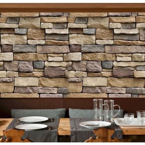 Waterproof Stone Brick Wall Sticker Self adhesive Wallpaper Home Decor Wall Art Decal Living Room Bedroom Bathroom Kitchen Decor