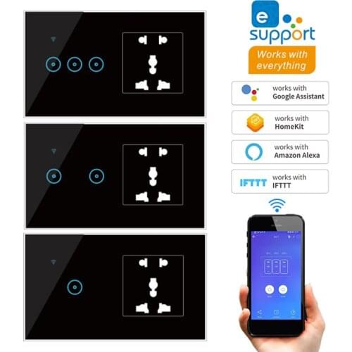 Wifi Touch Switch with Multi-purpose universal Remote Control Work with Google home Amazon Alexa EWelink 1 2 3 Gang Smart Switch