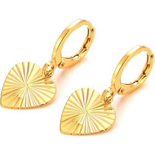 Bangrui Gold Color Heart Earrings Women/Girl,Love Trendy Jewelry for African/Arab/Middle Eastern gift