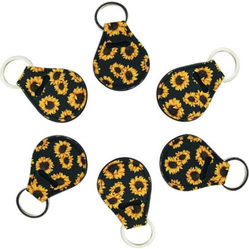 12pcs Coin Holder Chapstick Holder Neoprene Keychain Unicorn Pattern Lip Palm Holder Floral Print with Metal Ring