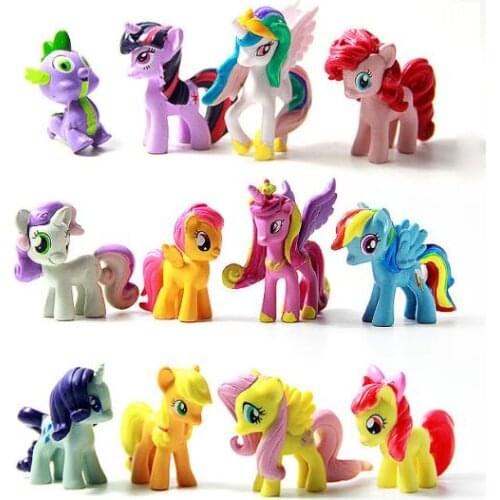 16Pcs/Set Colored Unicorn Princess Luna Horse Action Toy Figures 3-6CM High