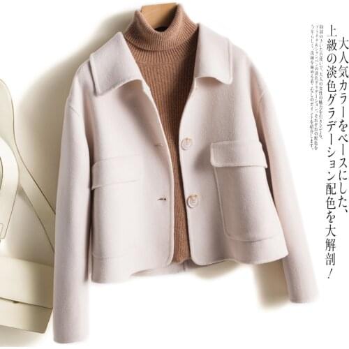 2020 100% Wool Coat Women Short Korean Wool Jacket Spring Autumn Overcoat Elegant Coats Female Manteau Femme 2208 KJ6062