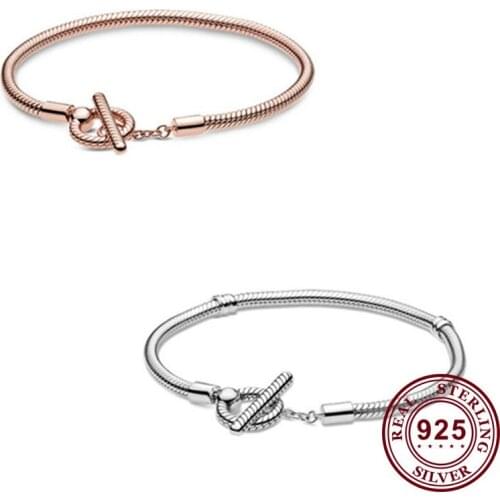 2020 New Pan Bracelet Moments T-shaped Buckle Snake Bone Chain Elaborate Gift Bracelet Suitable For Womens Jewelry