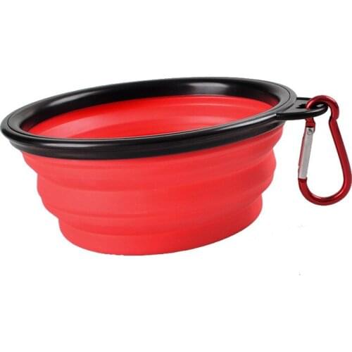 350ml Collapsible Pet Silicone Dog Food Water Bowl Outdoor Camping Travel Portable Folding Pet with Carabiner Pet Products