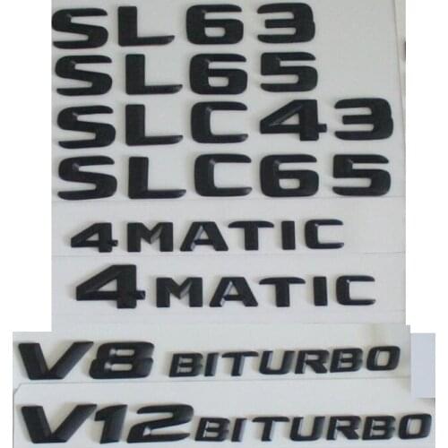 3D Black Trunk Letters Badge Emblem Emblems Badges Sticker for Mercedes Benz SL63 SL65 SLC43 SLC65 V8 V12 BITURBO AMG 4MATIC