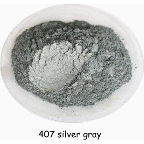 407 Silver gray 10g Healthy Natural Mineral Mica Powder for DIY Nail Art Polish and Makeup Eye Shadow, decoration for nails