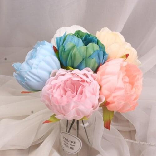 5pcs High Simulation Peony Flower Head Silk Flower DIY Wedding Flower Wall Background Decoration Silk Rose