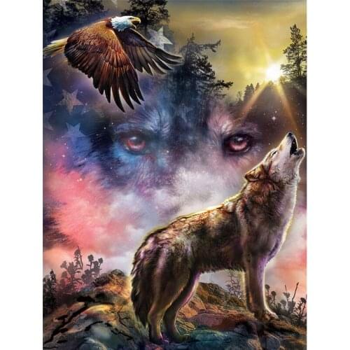 5D Diamond Painting Full Round/Square Diamond Embroidery Picture Mosaic Art Accessories Wolf Eagle Cross Stitch Kits Home Decor
