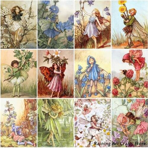 5D Diy Diamond Painting Embroidery Butterfly Elf Flower Fairy Full Drill Cross Stitch Kits Vintage Mosaic Pictures Home Decor