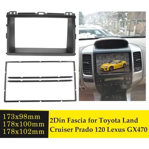 Double Din Car Fascia for Toyota Land Cruiser Prado 120 For Lexus GX-470 2002-2009 Radio Facia Plate Adapter Console Bezel Kits