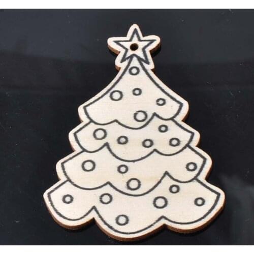 White Christmas Tree Natural Wooden craft Charms For Sewing Scrapbooking Crafts Home Decoration 10pcs 99x72mm MT0215