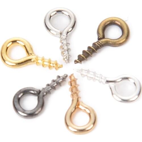 500Pcs 4x8mm Metal Jewelry Screw Eye Pins Bail Findings Beads For Pendant Top Drilled Imitation Clasps Jewelry Making DIY