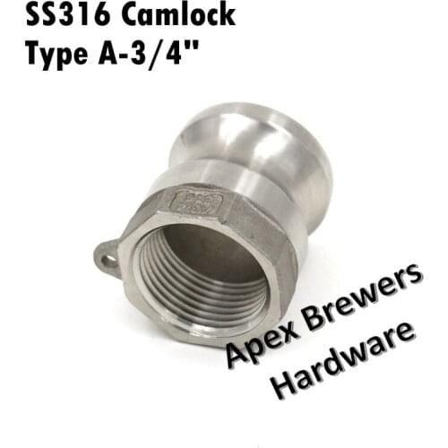 Camlock QD - 3/4 Type A, Stainless Steel 316, Homebrew Fitting, 3/4" Female NPT, Brewers Hardware