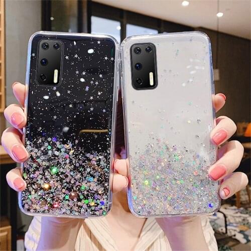Sequins Phone Case For Samsung A51 A01 A11 A21 A31 A41 A81 A91 M10 M20 M30 M40 Cover Clear Glitter Silicone Cover Ultra Thin