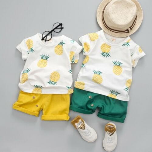 Kids Baby Boy Short Sleeve Cotton T-shirt Tops Hot Pant Shorts Bottom 2PCS Boys Clothing Set