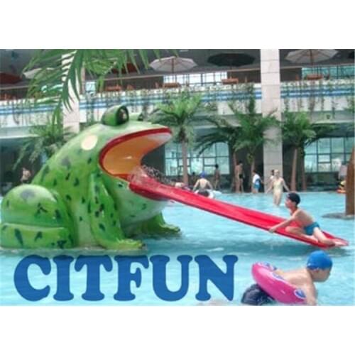 Hot sale fiberglass frog kids pool slides water playground;attractive water park swimming pool accessory AG-001I