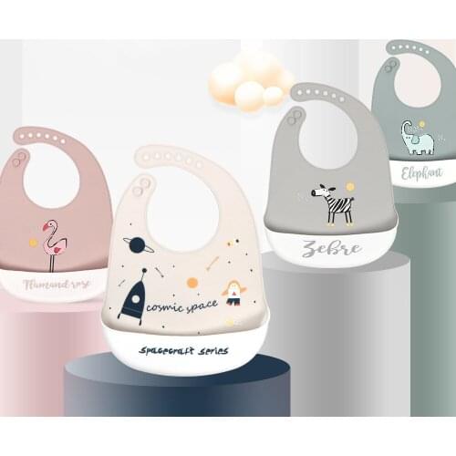Cartoon Animal Baby Bibs Waterproof Soft Silicone Baby Girl Boy Feeding Stuff Printed Adjustable Kids Children Bib Apron