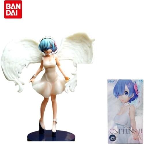 BANDAI 22CM PVC Anime figure Life in a different world from zero white angel Rem doll decoration model Action Figure