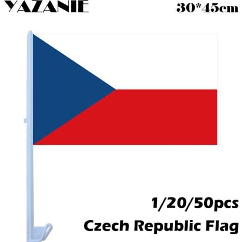YAZANIE 30*45cm 1/20/50pcs Czech Republic Window Car Flags and Banners World Country Custom Made Double Side Football Size Flag