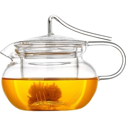 Artistic 450ml Blooming Tea, Loose Leaf Tea Pot with Glass Strainer Safe Lid Microwavable, Stovetop Safe Teaset Kettle