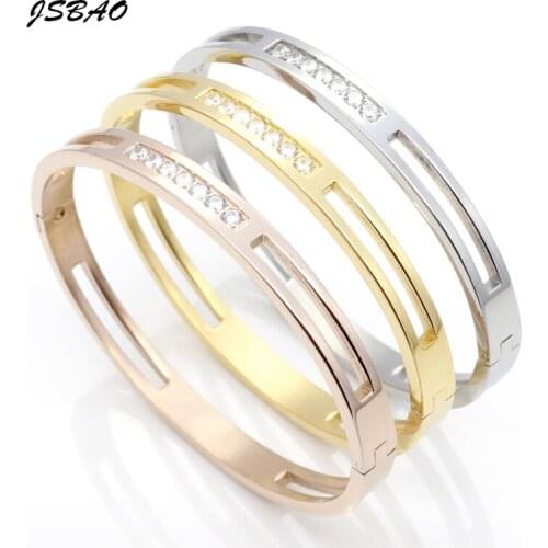 JSBAO Top Quality Stainless Steel Gold/Rose Gold/Silver Colour Women Fashion Bracelet For Womens Bracelet Bangle Jewelry