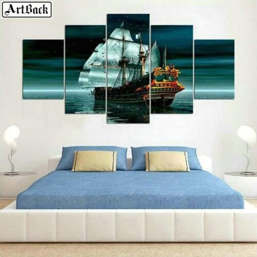 Full Square 5d Diamond Painting Sailboat Landscape Diamond Mosaic Crafts Diamond Embroidery Sticker Home Decor