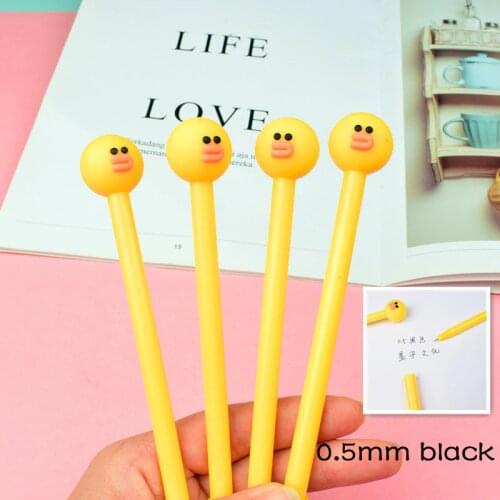 Kawaii Bear Rabbit Duck Black Gel Pens School Office Cute Ink Pen Stationery Supplies Gift For Kids Girls Handles Writing