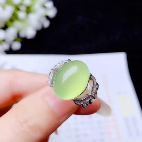 New style fashion clear grape Prehnite gemstone ring with 925 silver