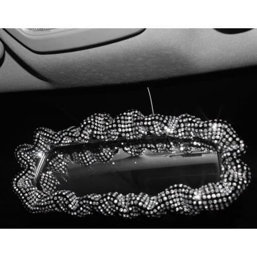 Creative Diamond Car Rearview Mirror Cover Stretch Rhinestone Crystal Auto Interior Rear View Decoration Car Accessories Women